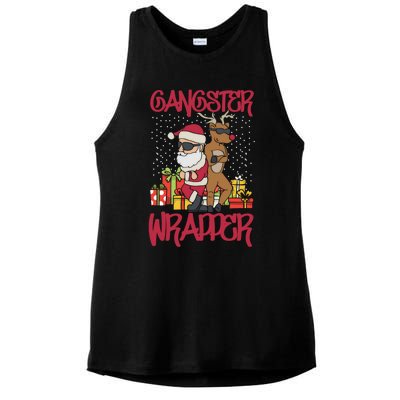 Funny Pun Gangsta Gangster Wrapper Ugly Christmas Ladies PosiCharge Tri-Blend Wicking Tank