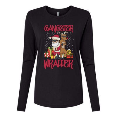 Funny Pun Gangsta Gangster Wrapper Ugly Christmas Womens Cotton Relaxed Long Sleeve T-Shirt