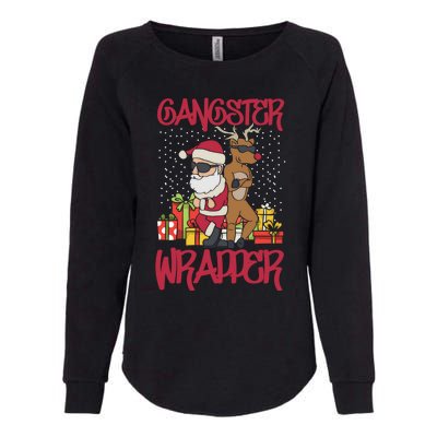 Funny Pun Gangsta Gangster Wrapper Ugly Christmas Womens California Wash Sweatshirt