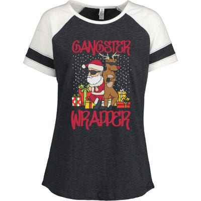 Funny Pun Gangsta Gangster Wrapper Ugly Christmas Enza Ladies Jersey Colorblock Tee