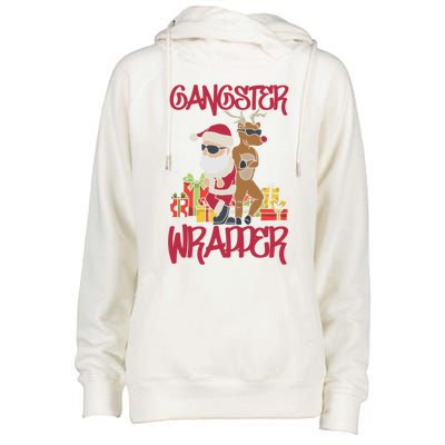 Funny Pun Gangsta Gangster Wrapper Ugly Christmas Womens Funnel Neck Pullover Hood