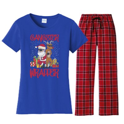 Funny Pun Gangsta Gangster Wrapper Ugly Christmas Women's Flannel Pajama Set