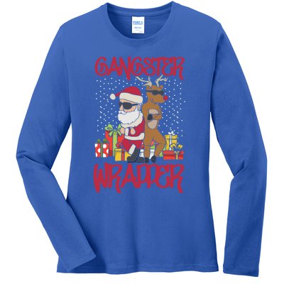 Funny Pun Gangsta Gangster Wrapper Ugly Christmas Ladies Long Sleeve Shirt