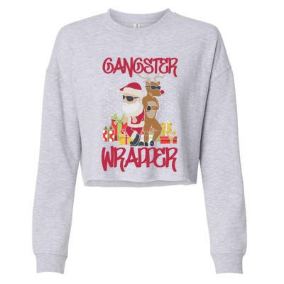 Funny Pun Gangsta Gangster Wrapper Ugly Christmas Cropped Pullover Crew