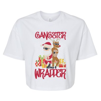 Funny Pun Gangsta Gangster Wrapper Ugly Christmas Bella+Canvas Jersey Crop Tee