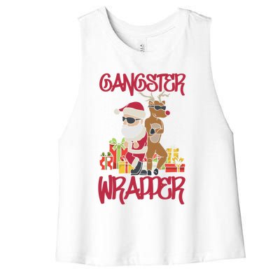 Funny Pun Gangsta Gangster Wrapper Ugly Christmas Women's Racerback Cropped Tank