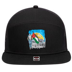 Free Palestine Gift Save Gaza Gift 7 Panel Mesh Trucker Snapback Hat