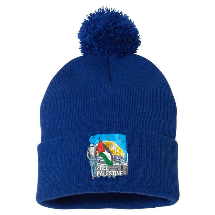 Free Palestine Gift Save Gaza Gift Pom Pom 12in Knit Beanie