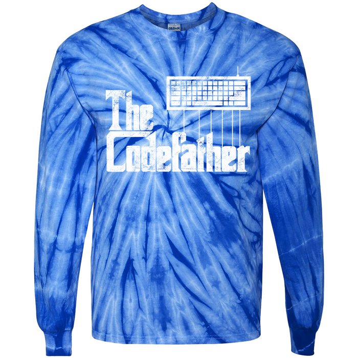 Funny Programmer Gift The Codefather Vintage Tie-Dye Long Sleeve Shirt