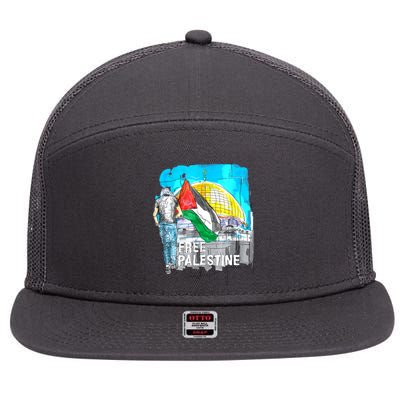 Free Palestine Gaza Palestinian 7 Panel Mesh Trucker Snapback Hat