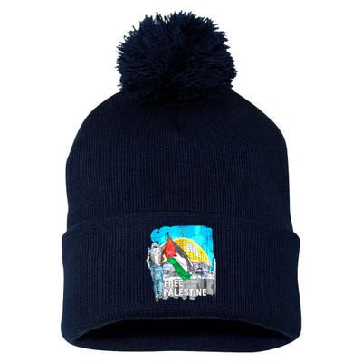 Free Palestine Gaza Palestinian Pom Pom 12in Knit Beanie