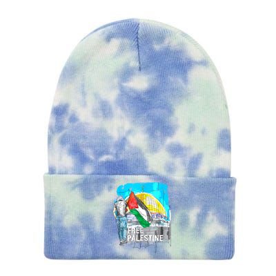 Free Palestine Gaza Palestinian Tie Dye 12in Knit Beanie