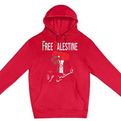 Free Palestine Gaza Flag Arabic Freedom for Palestinians Premium Pullover Hoodie