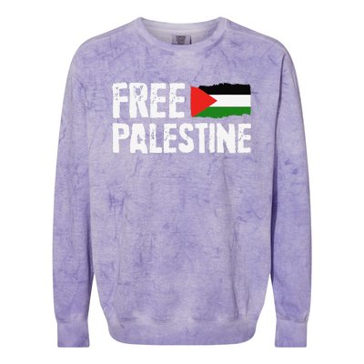 Free Palestine Gaza Flag Arabic Freedom For Palestinians Colorblast Crewneck Sweatshirt