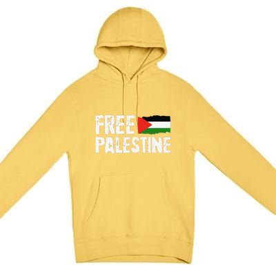 Free Palestine Gaza Flag Arabic Freedom For Palestinians Premium Pullover Hoodie