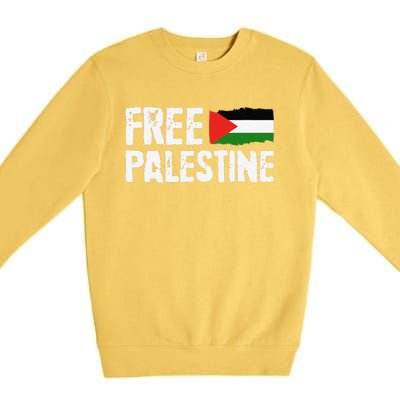 Free Palestine Gaza Flag Arabic Freedom For Palestinians Premium Crewneck Sweatshirt