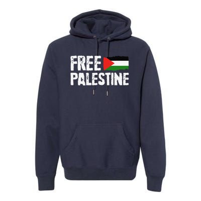 Free Palestine Gaza Flag Arabic Freedom For Palestinians Premium Hoodie