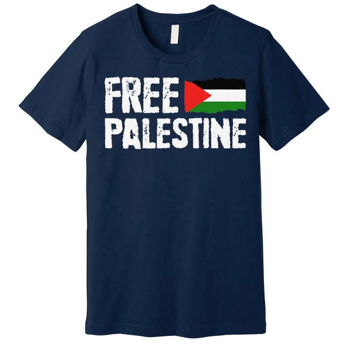 Free Palestine Gaza Flag Arabic Freedom For Palestinians Premium T-Shirt