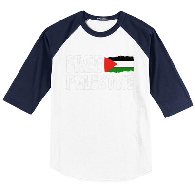 Free Palestine Gaza Flag Arabic Freedom For Palestinians Baseball Sleeve Shirt