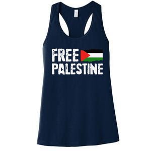 Free Palestine Gaza Flag Arabic Freedom For Palestinians Women's Racerback Tank