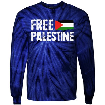 Free Palestine Gaza Flag Arabic Freedom For Palestinians Tie-Dye Long Sleeve Shirt