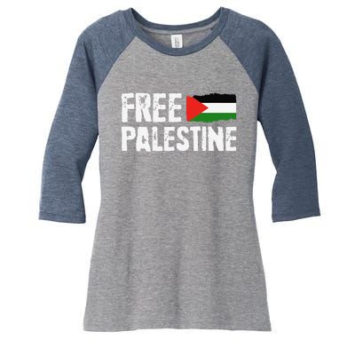 Free Palestine Gaza Flag Arabic Freedom For Palestinians Women's Tri-Blend 3/4-Sleeve Raglan Shirt