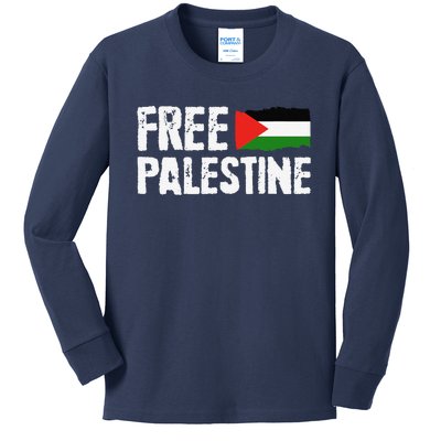 Free Palestine Gaza Flag Arabic Freedom For Palestinians Kids Long Sleeve Shirt