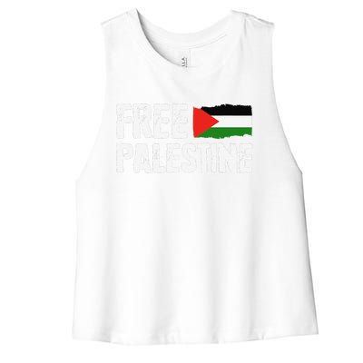 Free Palestine Gaza Flag Arabic Freedom For Palestinians Women's Racerback Cropped Tank