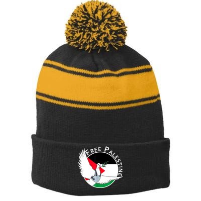 Free Palestine Gaza Palestinian Stripe Pom Pom Beanie