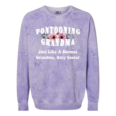 Funny Pontooning Grandma Pontoon Lover Boating Flower Cool Gift Colorblast Crewneck Sweatshirt