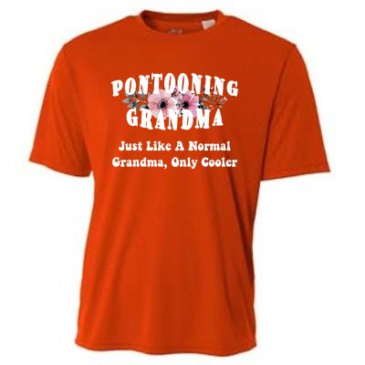 Funny Pontooning Grandma Pontoon Lover Boating Flower Cool Gift Cooling Performance Crew T-Shirt