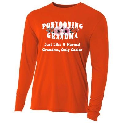 Funny Pontooning Grandma Pontoon Lover Boating Flower Cool Gift Cooling Performance Long Sleeve Crew