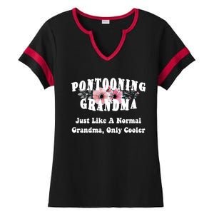 Funny Pontooning Grandma Pontoon Lover Boating Flower Cool Gift Ladies Halftime Notch Neck Tee