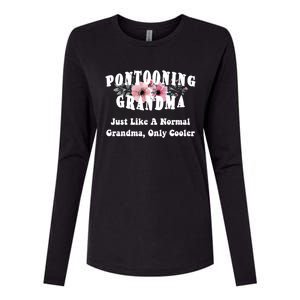 Funny Pontooning Grandma Pontoon Lover Boating Flower Cool Gift Womens Cotton Relaxed Long Sleeve T-Shirt