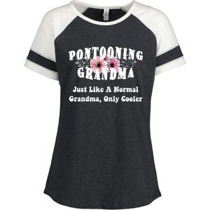 Funny Pontooning Grandma Pontoon Lover Boating Flower Cool Gift Enza Ladies Jersey Colorblock Tee