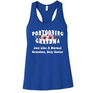 Funny Pontooning Grandma Pontoon Lover Boating Flower Cool Gift Women's Racerback Tank