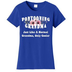 Funny Pontooning Grandma Pontoon Lover Boating Flower Cool Gift Women's T-Shirt