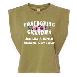 Funny Pontooning Grandma Pontoon Lover Boating Flower Cool Gift Garment-Dyed Women's Muscle Tee