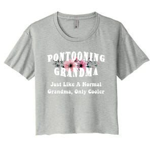 Funny Pontooning Grandma Pontoon Lover Boating Flower Cool Gift Women's Crop Top Tee