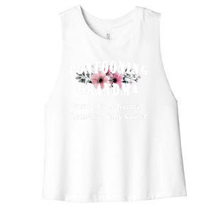 Funny Pontooning Grandma Pontoon Lover Boating Flower Cool Gift Women's Racerback Cropped Tank