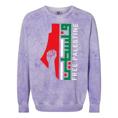 Free Palestine Gaza Flag Arabic Freedom for Palestinians  Colorblast Crewneck Sweatshirt