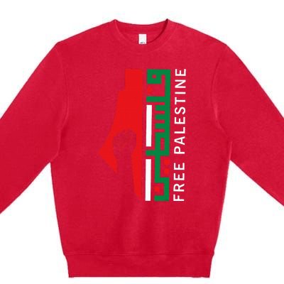 Free Palestine Gaza Flag Arabic Freedom for Palestinians  Premium Crewneck Sweatshirt