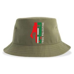 Free Palestine Gaza Flag Arabic Freedom for Palestinians  Sustainable Bucket Hat