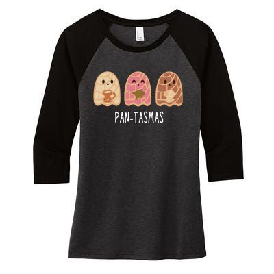 Funny Pantasmas Ghost Pan Dulce Women's Tri-Blend 3/4-Sleeve Raglan Shirt