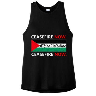 Free Palestine Gaza Jews Say Cease Fire Now Not In Our Name Ladies PosiCharge Tri-Blend Wicking Tank