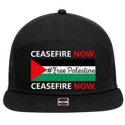 Free Palestine Gaza Jews Say Cease Fire Now Not In Our Name 7 Panel Mesh Trucker Snapback Hat