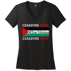 Free Palestine Gaza Jews Say Cease Fire Now Not In Our Name Women's V-Neck T-Shirt