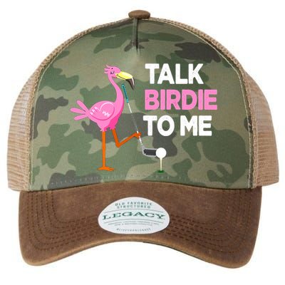 Flamingo Playing Golf Talk Birdie To Me Pun Funny Legacy Tie Dye Trucker Hat