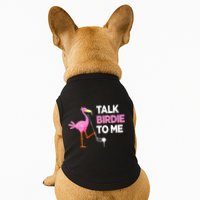 Flamingo Playing Golf Talk Birdie To Me Pun Funny Doggie Tank