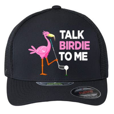 Flamingo Playing Golf Talk Birdie To Me Pun Funny Flexfit Unipanel Trucker Cap